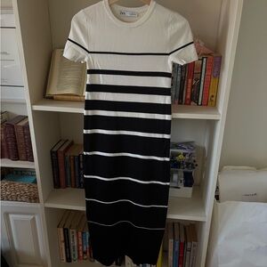 Zara Striped Knit Midi Dress